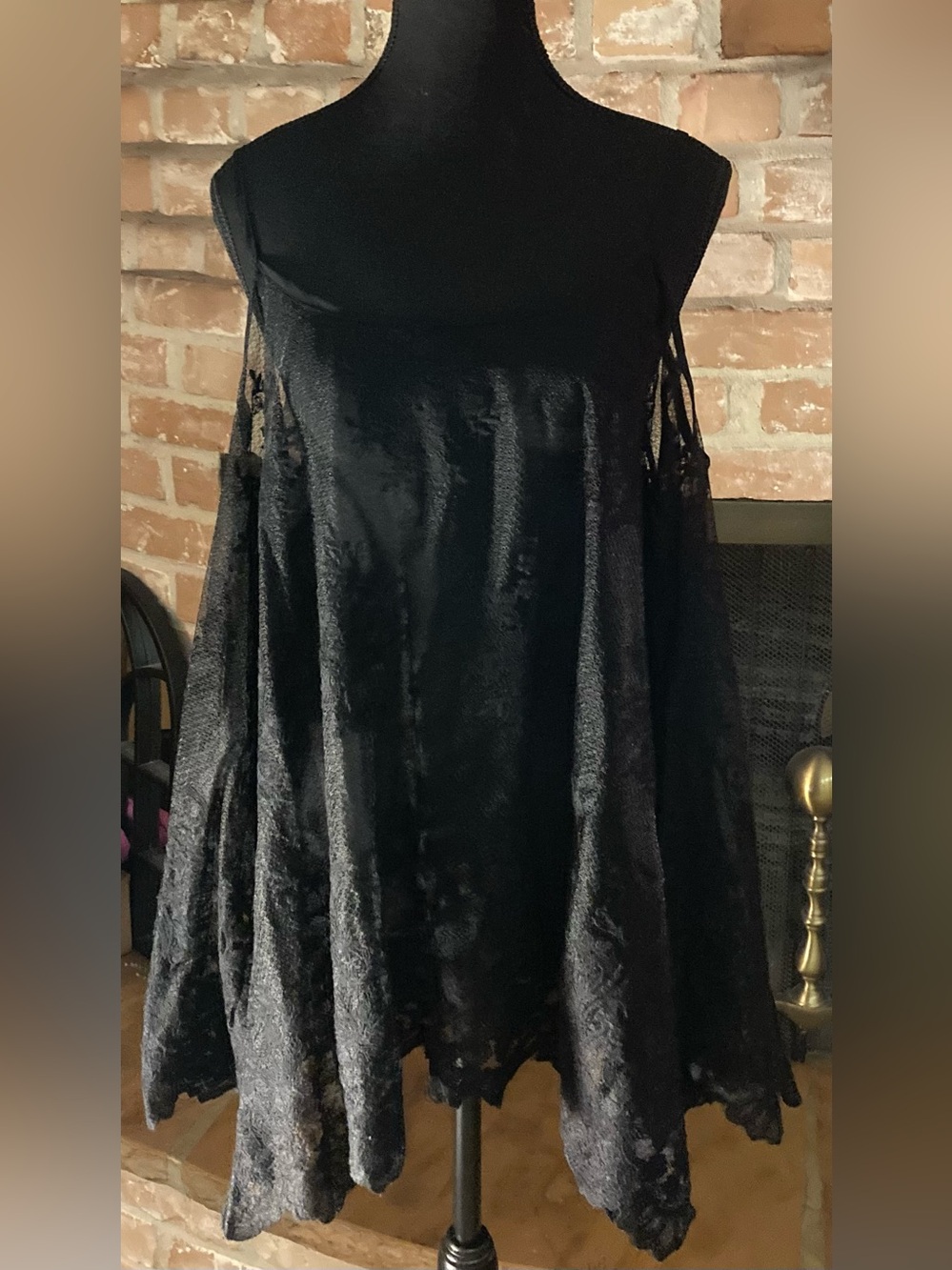 Curations Black Sheer Lace Cold Shoulder Tunic